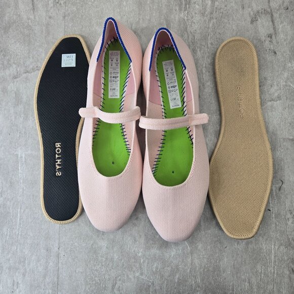 Rothy's Mary Jane Square Toe Ballet Flats Size 11 Baby Pink Knit Ballerina Shoes - Picture 7 of 12